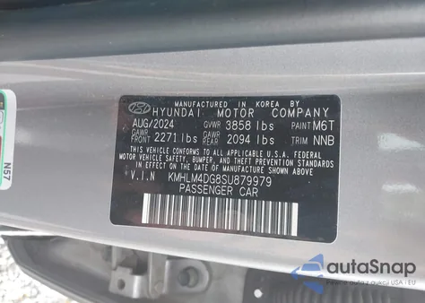 2025 Hyundai Elantra Sel Sport from USA, damaged, VIN KMHLM4DG8SU879979